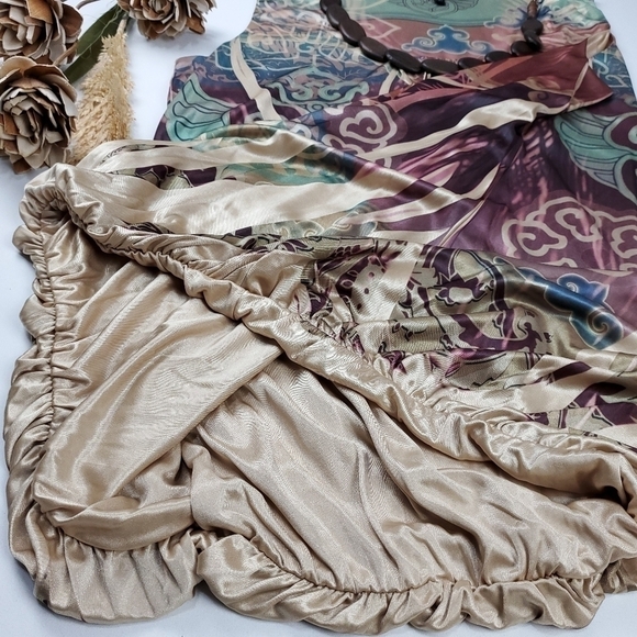 New Gold Multicolored Boho Beaded Blouse XL - Picture 5 of 16